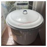 vintage white Federal enamelware diaper pail