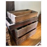 Primitive Wood Crates / Bins lot