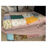 Two Vintage Home Made Quilts Well loved condition