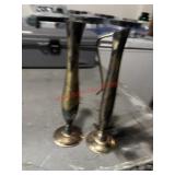 Two Silver Toned Flute Bud Vases No markings