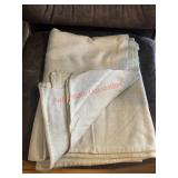 Very Thin Vintage Wool Blanket Off White
