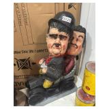 VTG Laurel & Hardy driving a car chalkware Statue