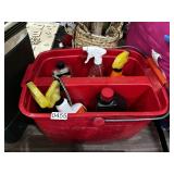 Cleaning supplies and bucket
