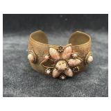 Vintage copper bracelet (missing 3 stones)     (