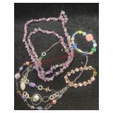 Stone and glass bead jewelry lot     ( book nook)