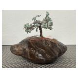 Handcrafted bonsai tree sculpture turquoise beads