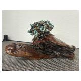 Handcrafted bonsai tree sculpture turquoise beads