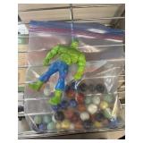 Vtg Marbles and Hulk Toy