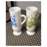 vintage milk glass footed mugs from Avon