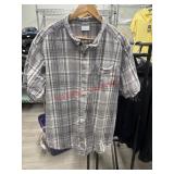 2XL Columbia Short Sleeve Button Dwon Grey