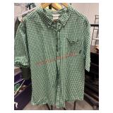 2XLT Green Checkered Short Sleeve Button Down