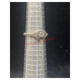 Size 7 sterling diamond and blue stone ring     (