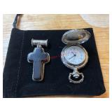 vintage silver-tone engraved pocket watch &