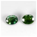 Pair 2pcs Oval Cut Natural Heated Only Green Sapph