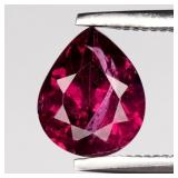 1.13ct 7x5.8mm Pear Natural Purplish Pink Rhodolit