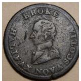 Canada NS-7B3 1814 Captain Broke 1/2 Penny Token B