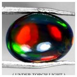 Oval Cab Natural AAA Floral Flash Play Of Color Bl