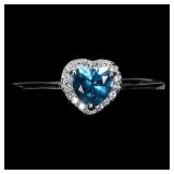 925 Sterling Silver Ring Heart London Blue Topaz 5