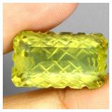 Octagon Cut With Back Carving Natural Lemon Quartz