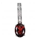 925 Sterling Silver Pendant Oval Mozambique Garnet