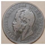 Italy 1867 OM 10 Centesimi