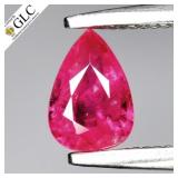 GLC CERTIFIED 0.56ct Pear Natural Purple Red Ruby
