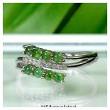 0.50ct 8pcs Natural Jadeite, Green, Silver-Plated,