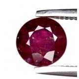 1.06ct 5.3mm Round Natural Purplish Red Ruby - Hea