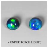 Pair 2pcs Round Natural AAA Floral Flash Play Of C