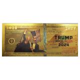 24K Gold Foil Donald Trump 2024 Banknote