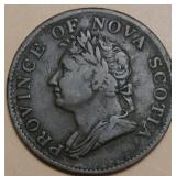 Canada NS-1D1 George lV 1832 1/2 Penny Token Br871