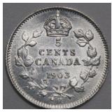 Canada 5 Cents 1903H Large H