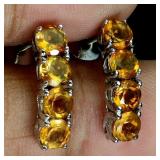 925 Sterling Silver Earrings Round Citrine 4.5mm N