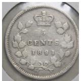 Canada 5 Cents 1891 Obv5