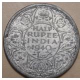 British India George VI 1940 Half Rupee