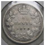 Canada 5 Cents 1870 Narrow Rim