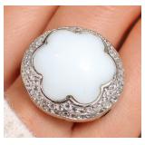 Silver 11.52g Genuine Gemstone With Cz Ring