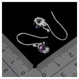 925 Sterling Silver Earrings Heart Amethyst 6mm Na