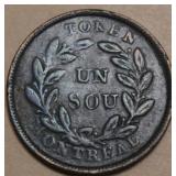 Canada LC-27A1 Montreal Bouquet Un Sou Token Br691