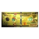 24K Gold Foil Bill Daisy Duck $100 Banknote