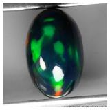 Oval Natural AAA Floral Flash Play Of Color Black