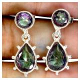 925 Sterling Silver Earrings Pear Mystic Quartz 10