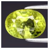 3.01ct 9.2x6.7mm Oval Natural Yellowish Green Gros