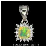 925 Sterling Silver Pendant Cushion Fire Opal 5mm