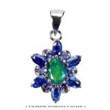 925 Sterling Silver Pendant Oval Black Opal 8x6mm