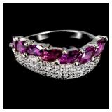 925 Sterling Silver Ring Marquise Rhodolite Garnet