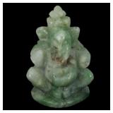 17 Ct 20x14mm Ganesha Carving Natural Type A Green