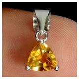 925 Sterling Silver Pendant Triangle Citrine 6mm N