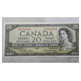Canada 1954 $20 Banknote BC-41b Beattie Rasminsky