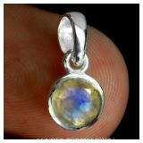 925 Sterling Silver Pendant Round Moonstone 7mm Na